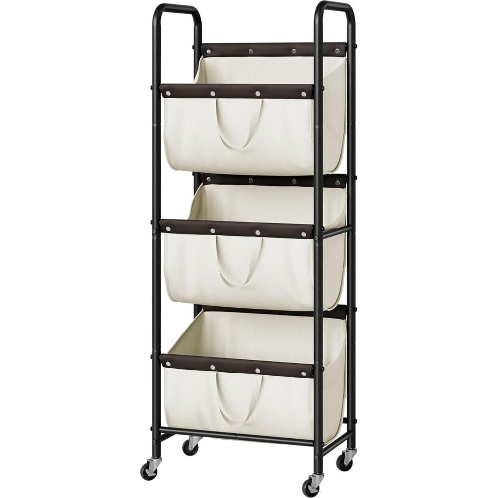 3 Tier Laundry Sorter, Laundry Basket with Wheels, Laundry Room Organization